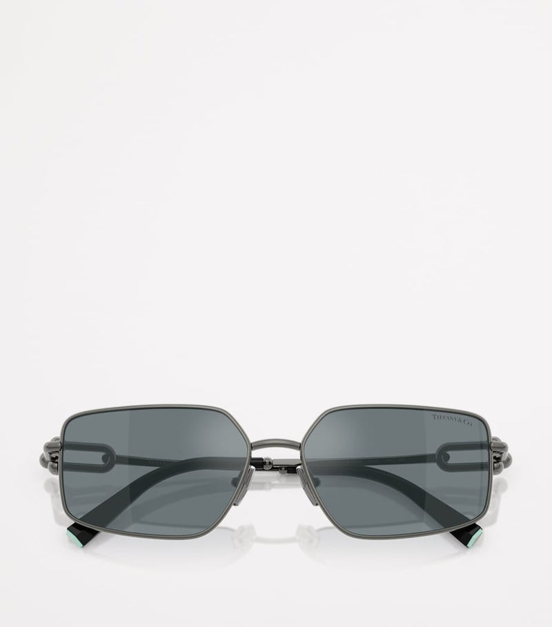 Tiffany & Co. metal rectangular sunglasses TF3111, imported from the UK