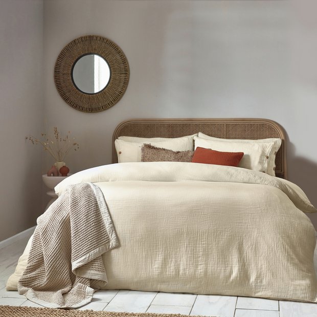 Yard Lark cotton muslin natural duvet set single - British product