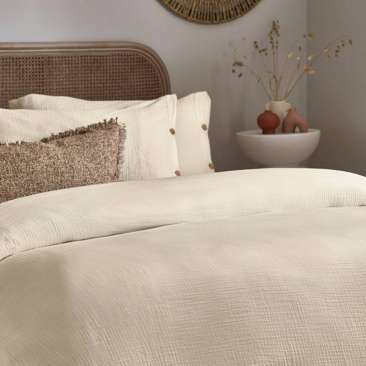 Yard Lark cotton muslin natural duvet set single - British product