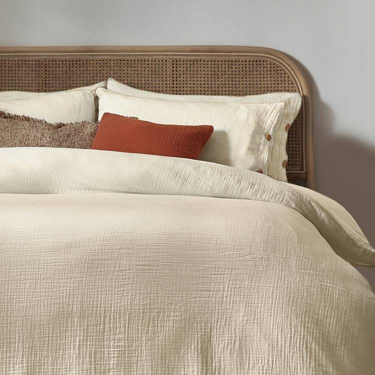 Yard Lark cotton muslin natural duvet set single - British product