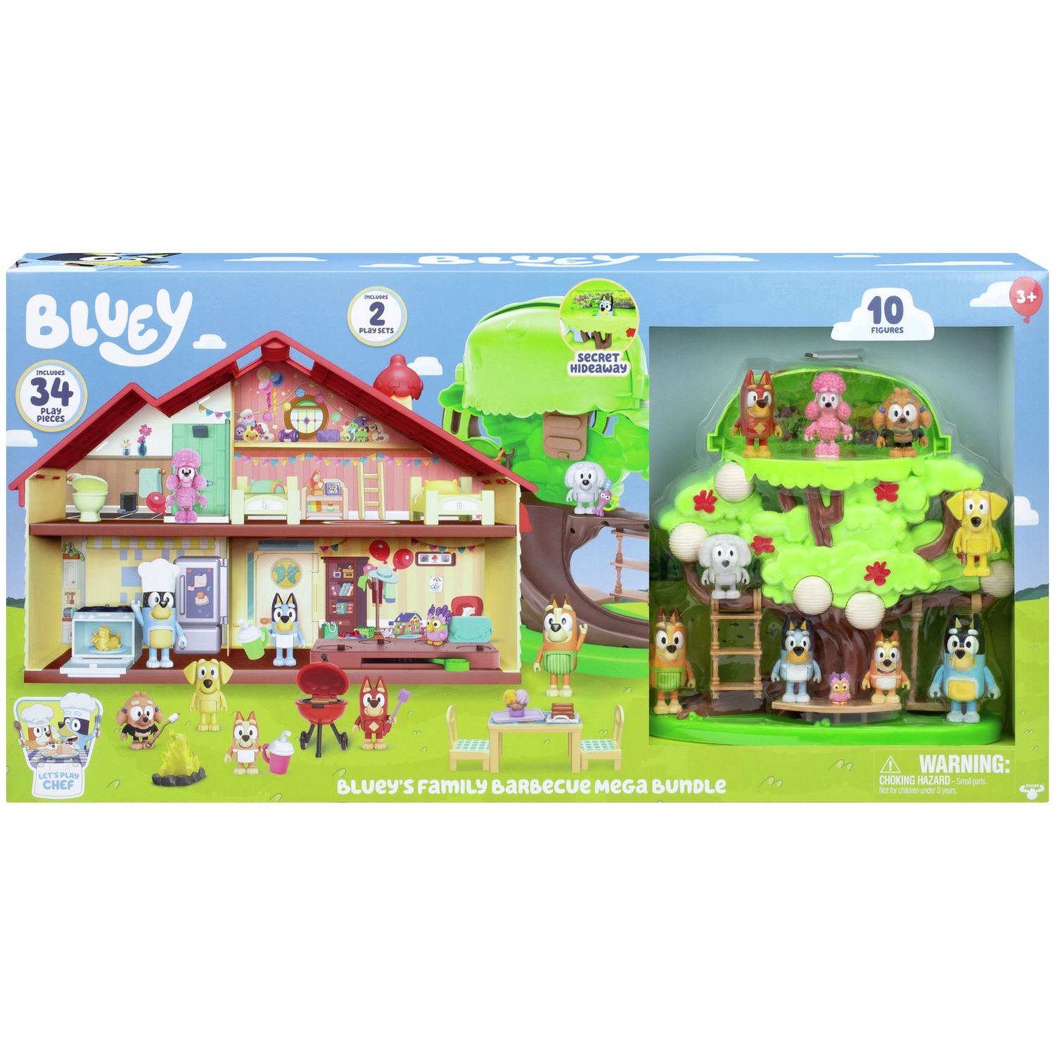Bluey family celebration home and tree playset bundle (British brand)
