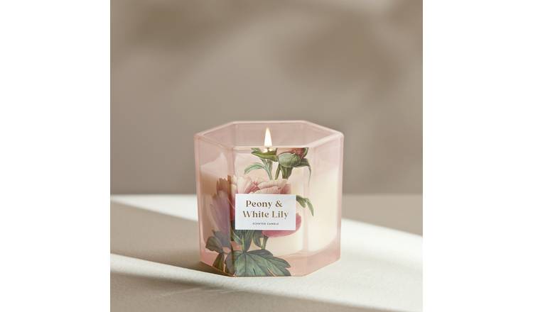 Argos Home Peony & White Lily boxed candle 9cm (British brand)