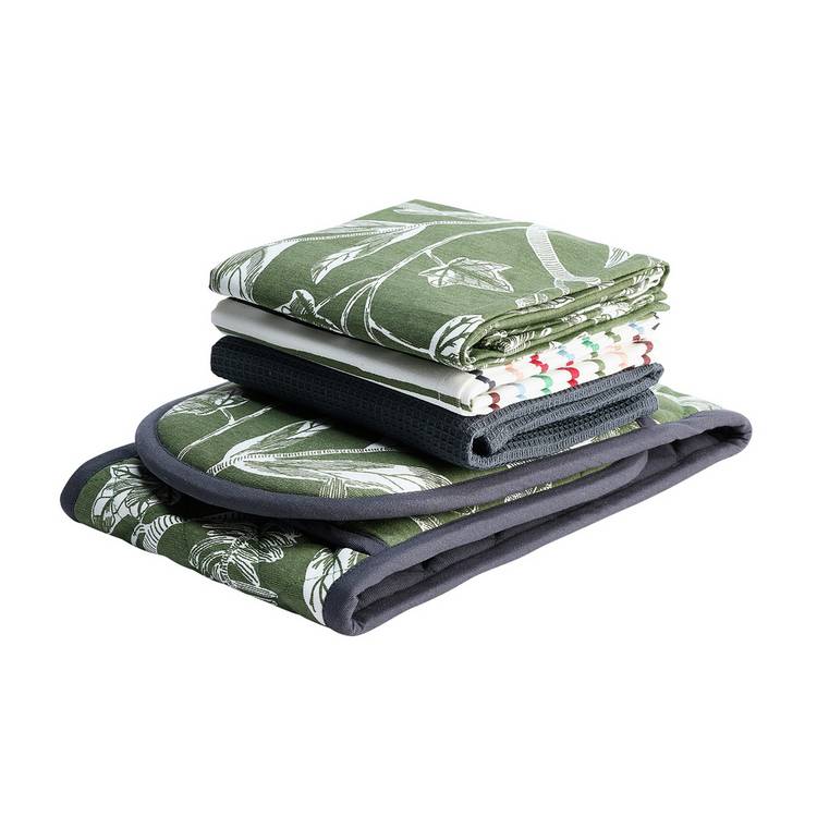 Habitat textile set green floral stripe, UK version