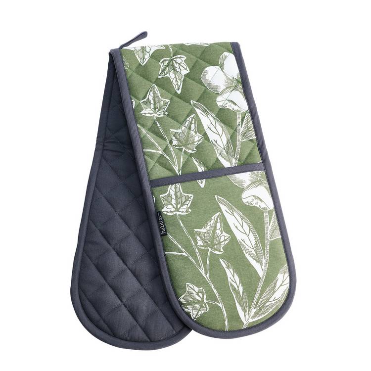 Habitat textile set green floral stripe, UK version