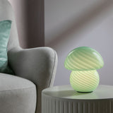 Habitat Mushroom Striped Battery Powered Table Lamp - White