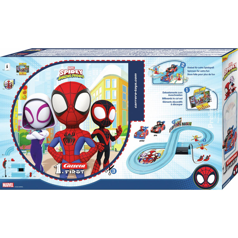 Carrera FIRST Spidey slot racing set with Spidermobiles - British product