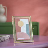 Habitat green pink scallop metal frame 4x6, imported from the UK