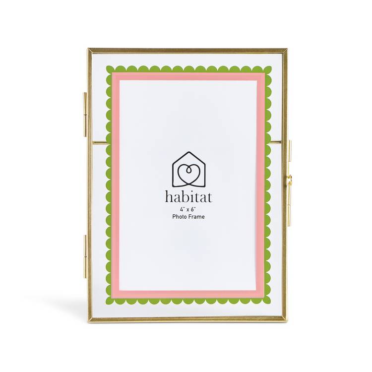 Habitat green pink scallop metal frame 4x6, imported from the UK
