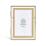 Habitat green pink scallop metal frame 4x6, imported from the UK