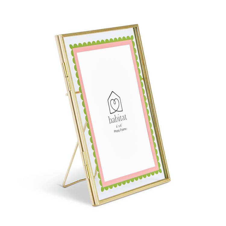 Habitat green pink scallop metal frame 4x6, imported from the UK