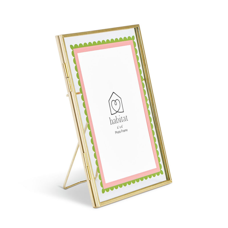 Habitat green pink scallop metal frame 4x6, imported from the UK