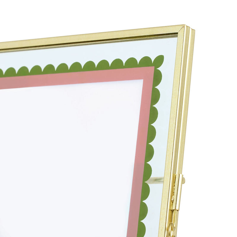 Habitat green pink scallop metal frame 4x6, imported from the UK