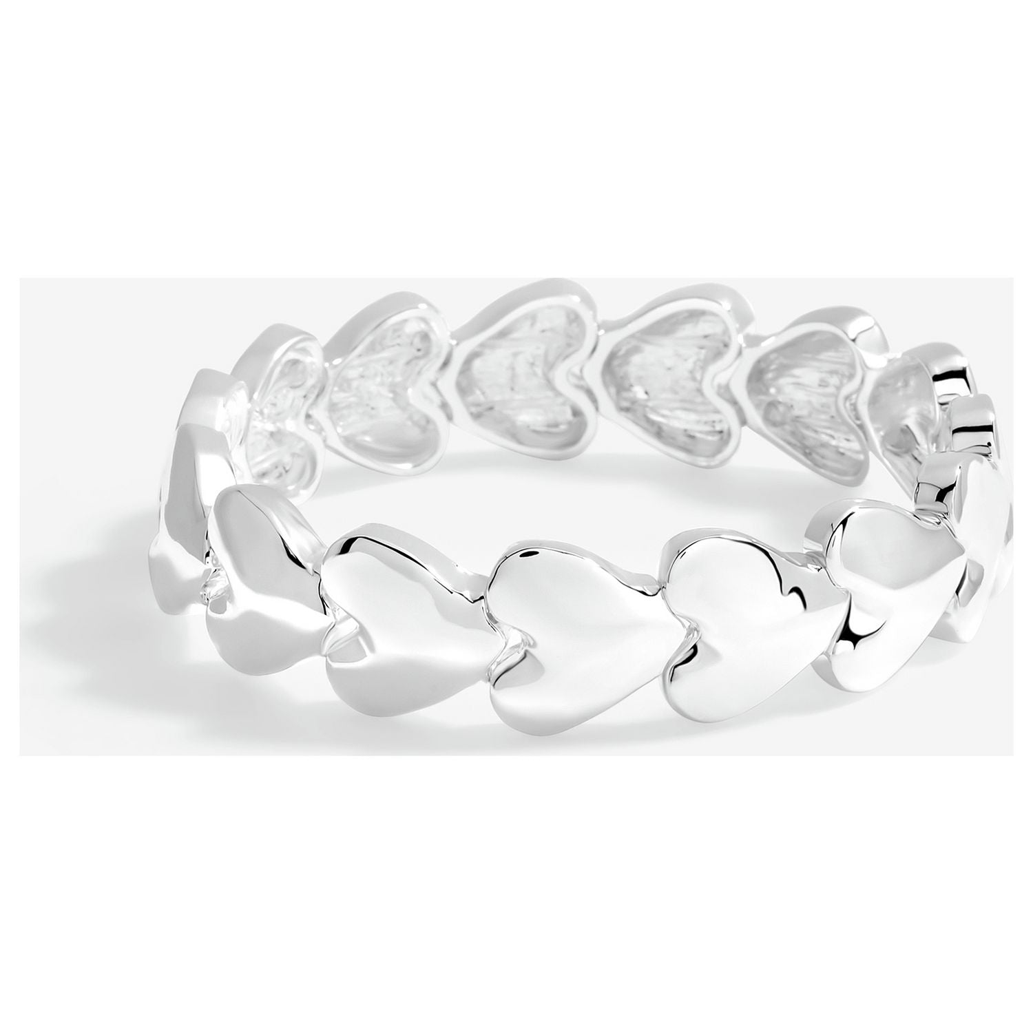 Lipsy silver polished molten heart stretch bracelet 26cm - British product