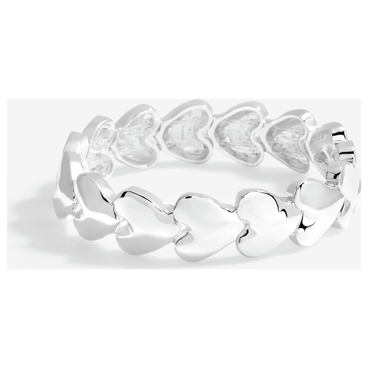 Lipsy silver polished molten heart stretch bracelet 26cm - British product