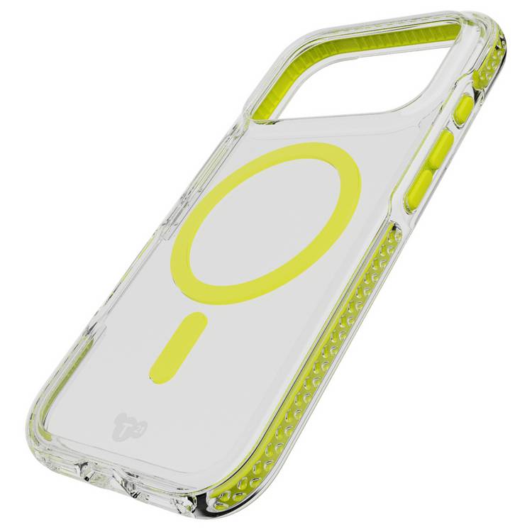 Tech21 EvoCrystal Glow phone case for iPhone 17 Pro Green, imported from the UK