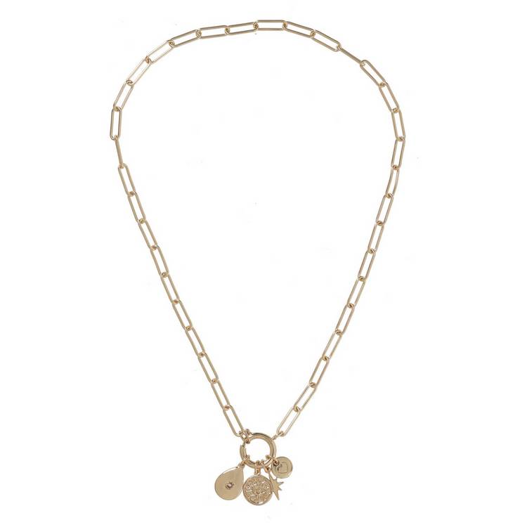 Liars & Loves gold charm pendant necklace 47cm (British brand)