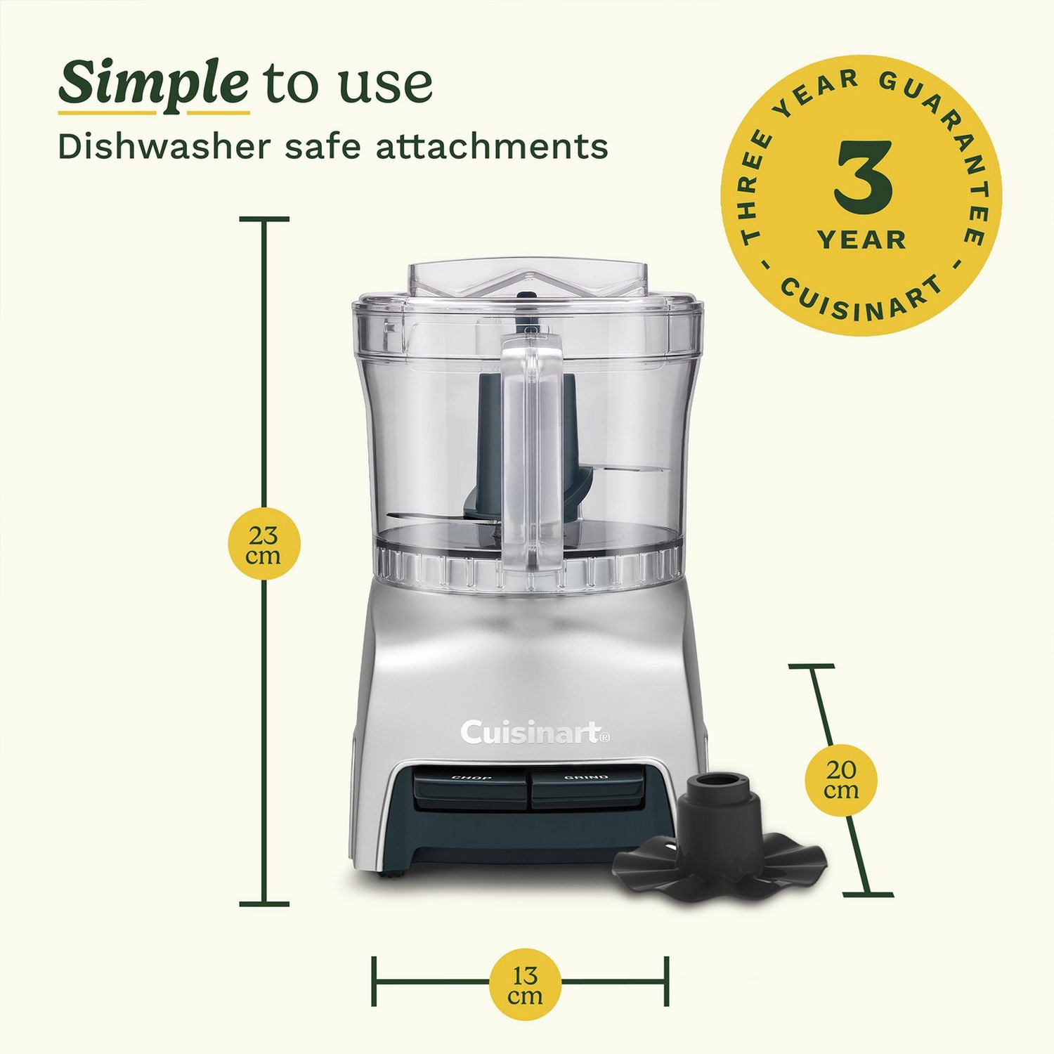 Cuisinart Pixie CCH32U mini chopper silver 0.7 litre (British brand)