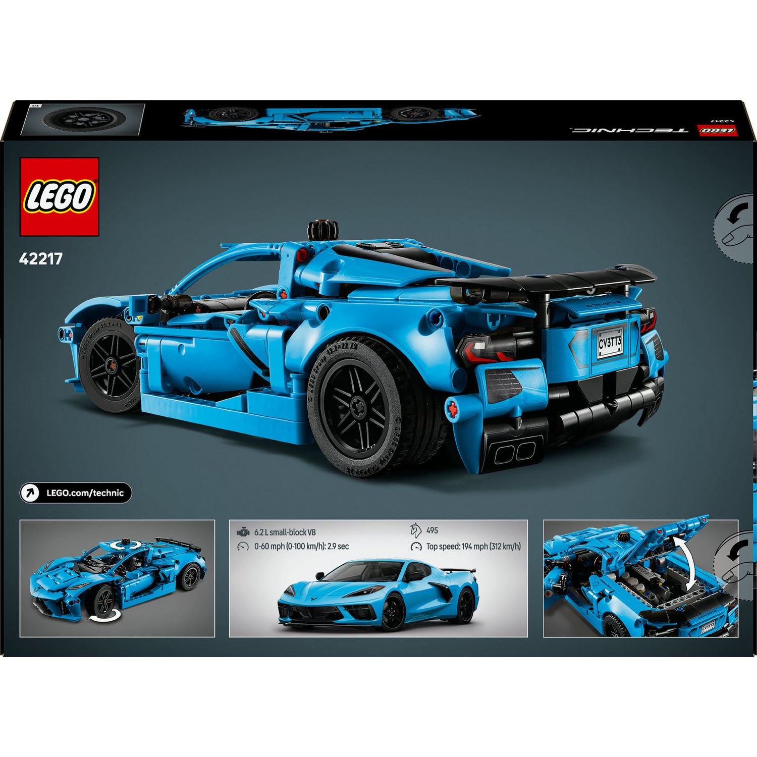 LEGO Technic Corvette Stingray car model building kit, UK version