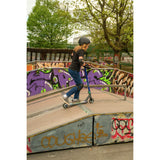 Stunted Flare stunt scooter with aluminium deck and neochrome details (British brand)