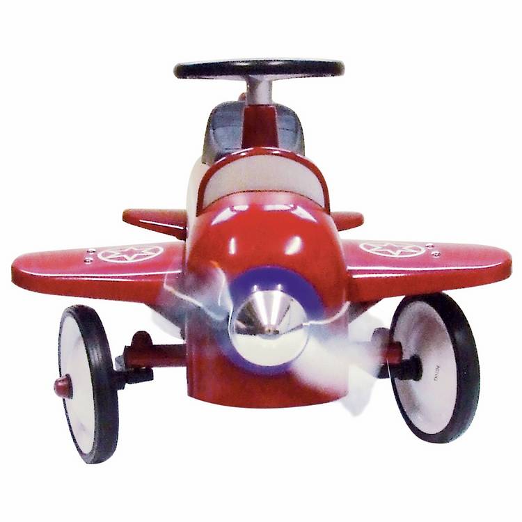 Goki red retro metal ride on airplane (British brand)