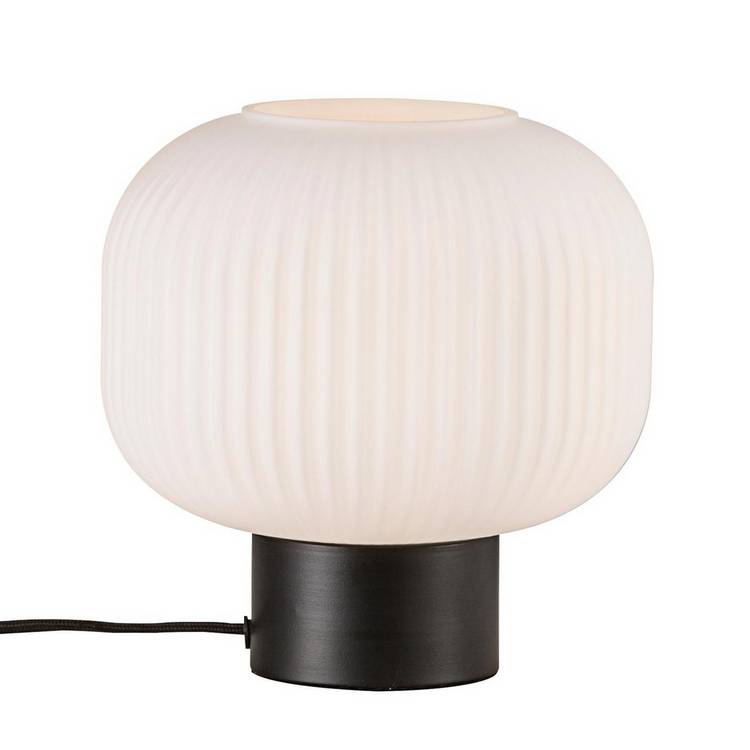 Nordlux Milford LED table lamp black opal glass shade, UK version