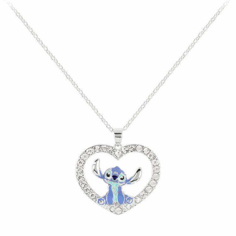 Disney Stitch heart pendant necklace silver-tone finish, UK version