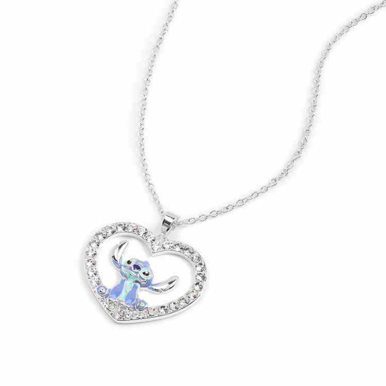 Disney Stitch heart pendant necklace silver-tone finish, UK version