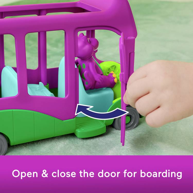 Fisher-Price Barney's World Adventure Bus push-along toy, imported from the UK