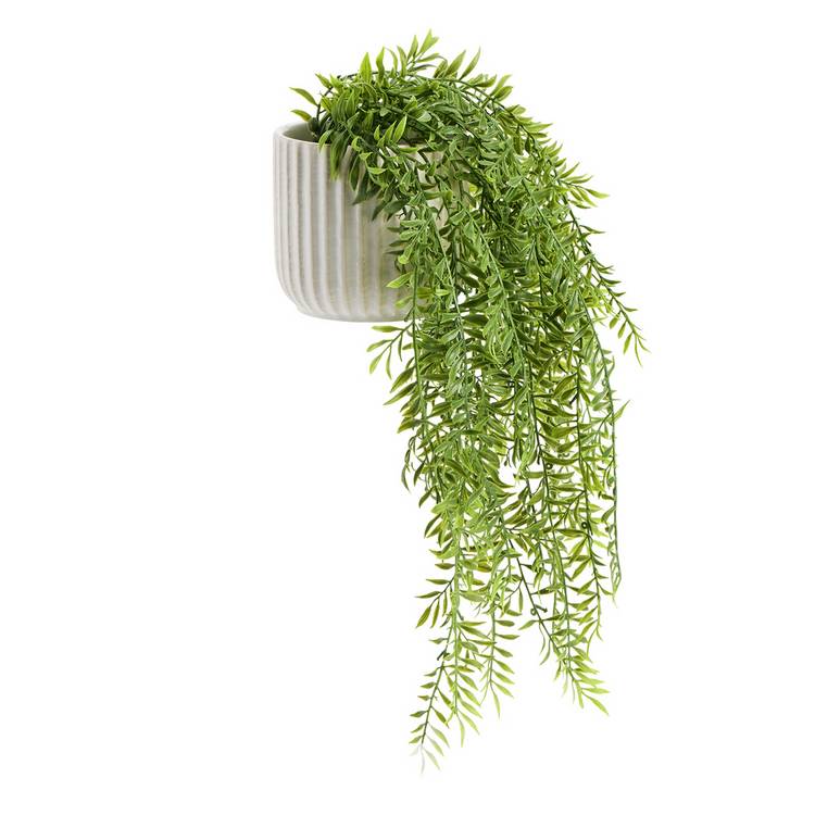 Argos Home artificial green fern in white ceramic pot, imported from the UK