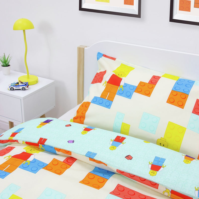 LEGO Brick Cream kids bedding set single, imported from the UK