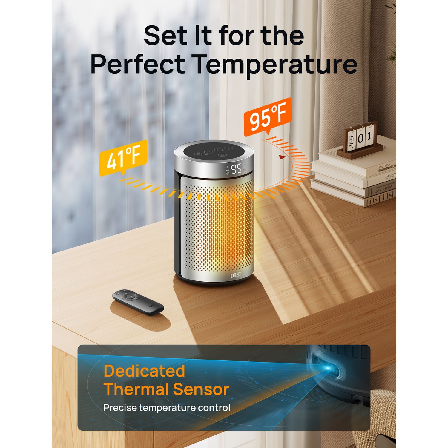 DREO Atom 416 compact 1.5kW fan heater - British brand