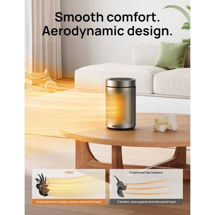 DREO Atom 416 compact 1.5kW fan heater - British brand