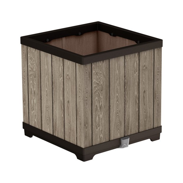 Keter Signature square brown planter 45.5cm (British brand)