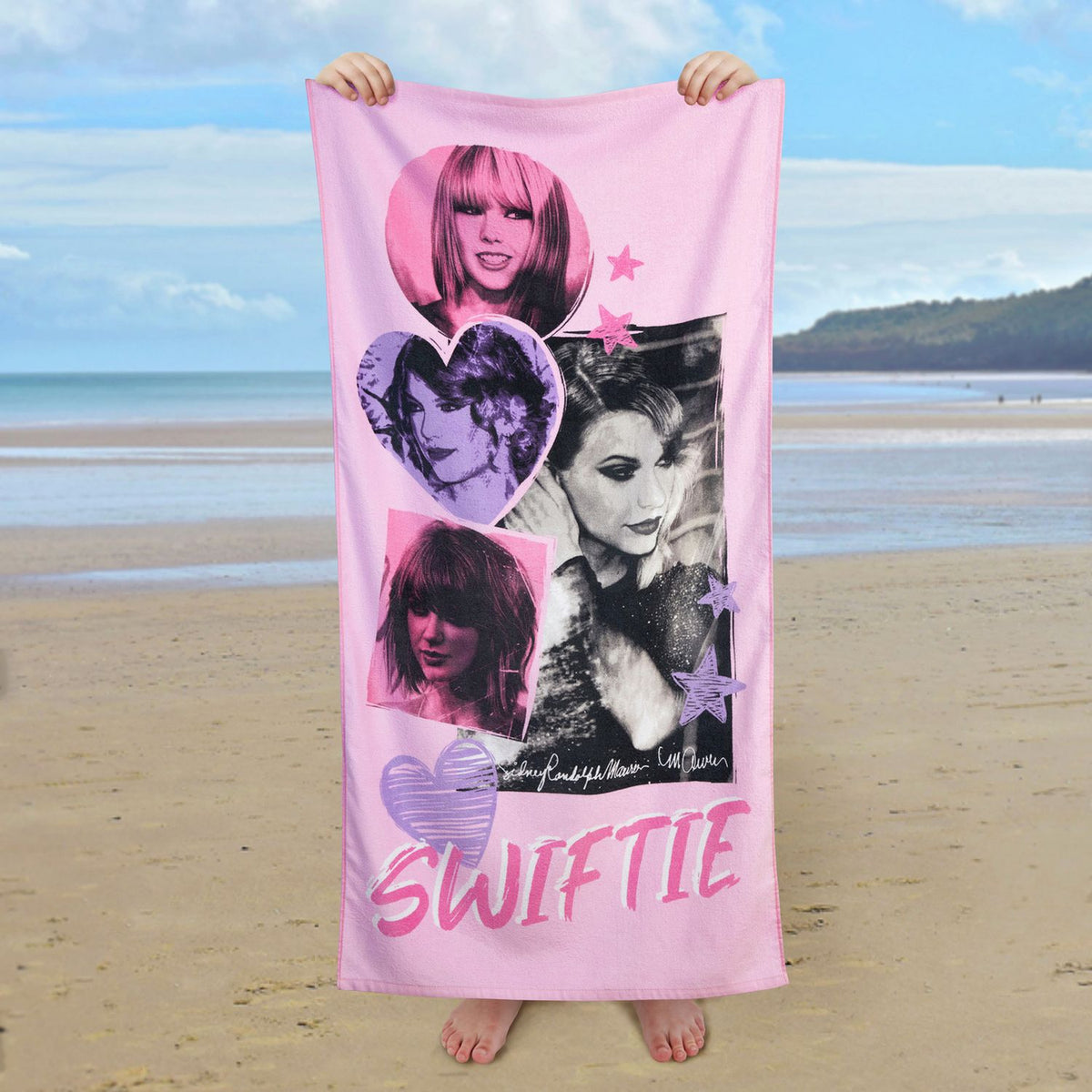 Celebrity Icons beach towel pink purple 140x70cm, UK version