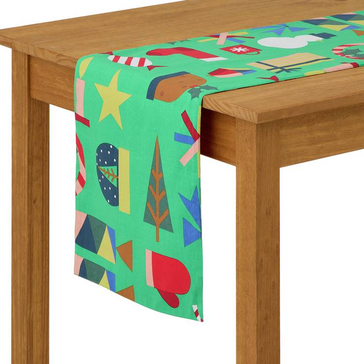 Habitat festive icons reversible table runner 220x33cm - British product