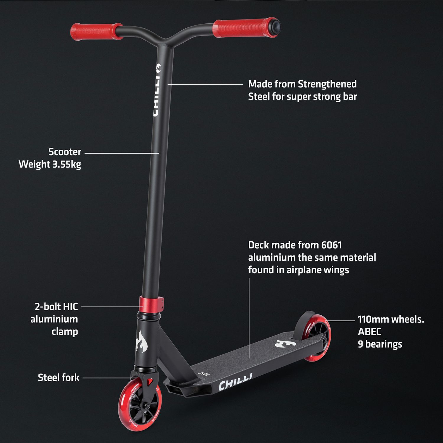 Chilli Base S kids stunt scooter red (British brand)