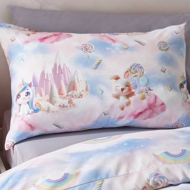 Catherine Lansfield Candy Unicorn single bedding set, imported from the UK