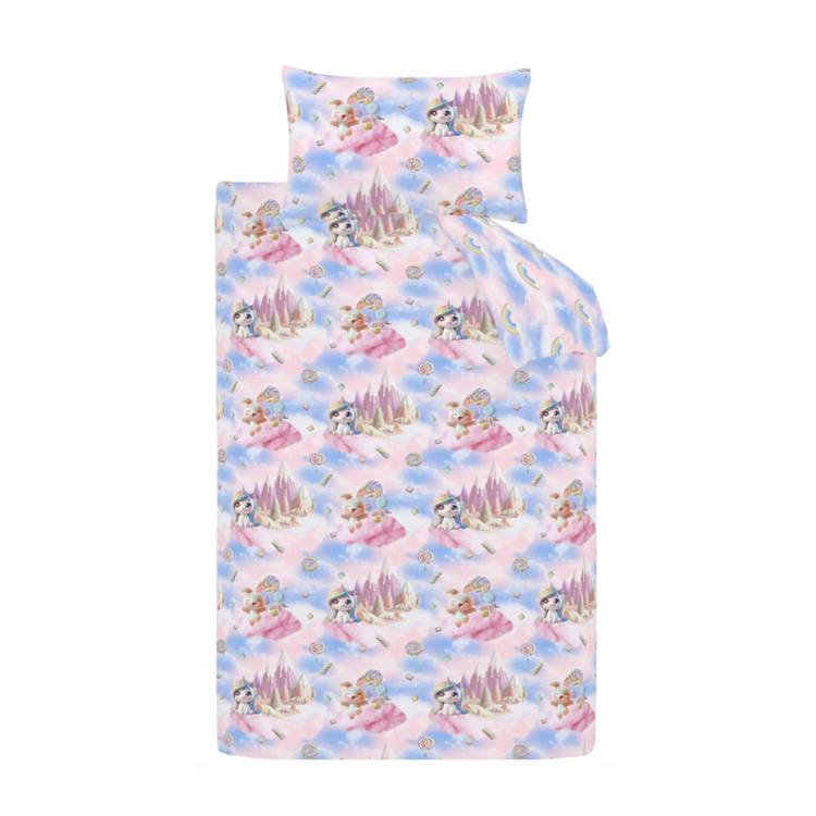 Catherine Lansfield Candy Unicorn single bedding set, imported from the UK