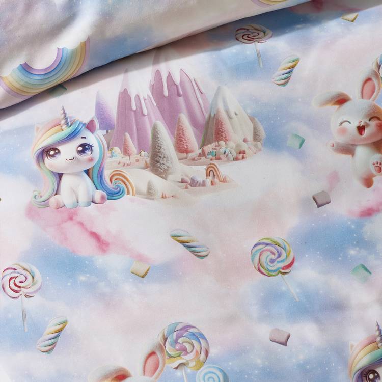 Catherine Lansfield Candy Unicorn single bedding set, imported from the UK