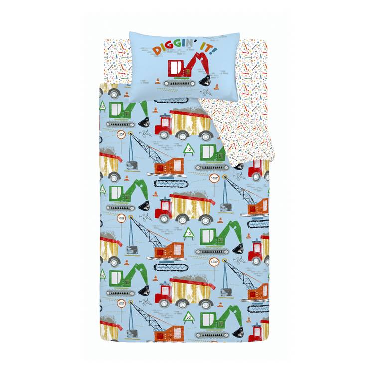 Catherine Lansfield Digger Dreams toddler bedding set - British product