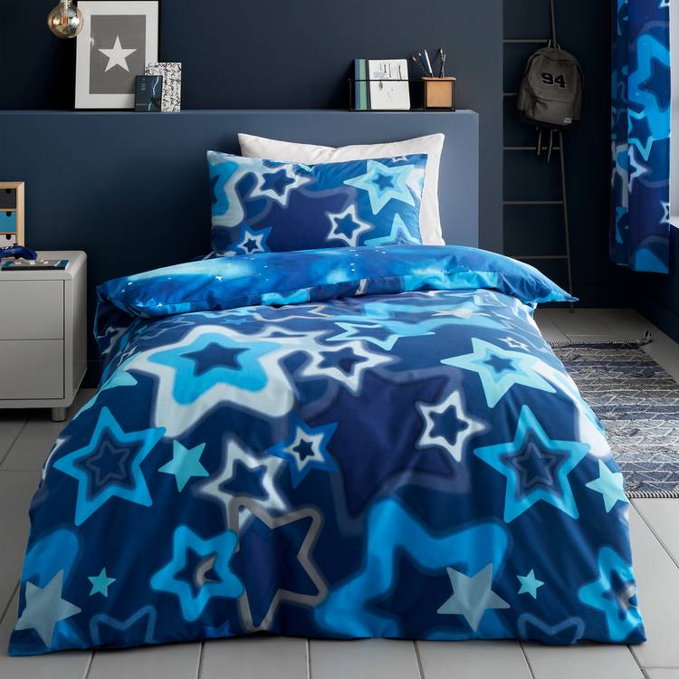 Catherine Lansfield kids bedding set Ombre Star Blue single - British product