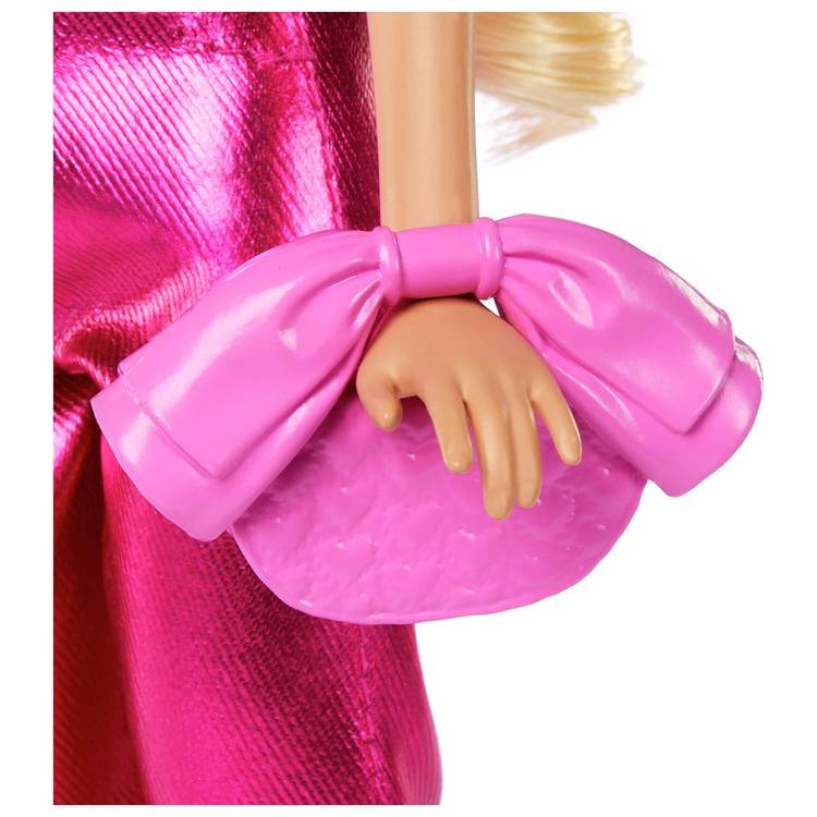 Barbie Deluxe Style fashion doll in metallic pink outfit 32cm - British product