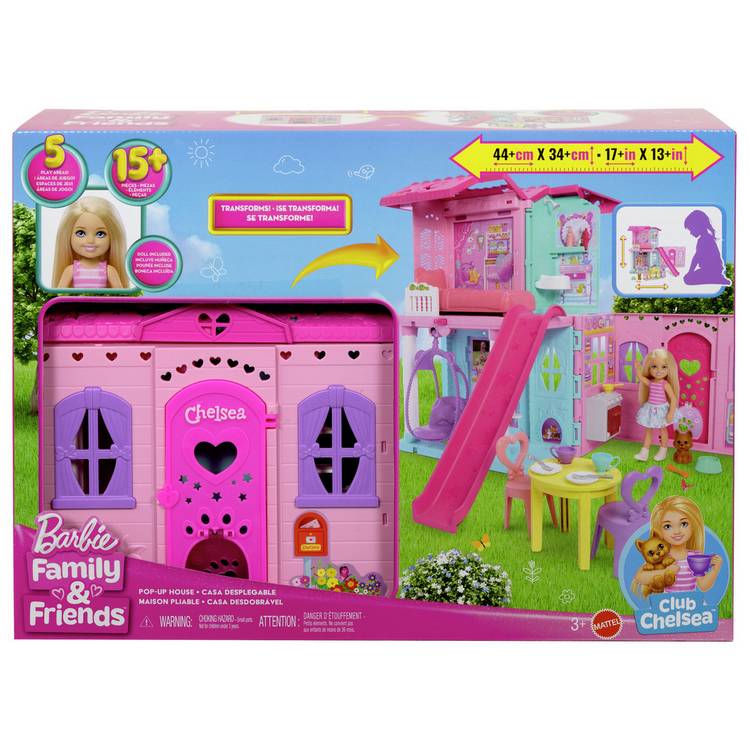 Barbie Chelsea Pop-Up Doll House with doll and accessories (British brand)