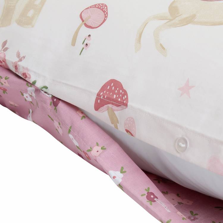 Argos Home unicorn storybook white toddler bedding set 150x120cm, imported from the UK