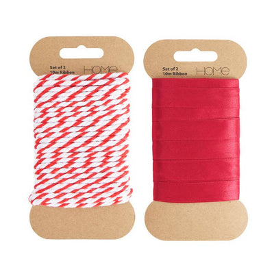 Argos Argos Home Set of 2 Red Satin and Red and White Ribbon- Buy online at McGrocer
