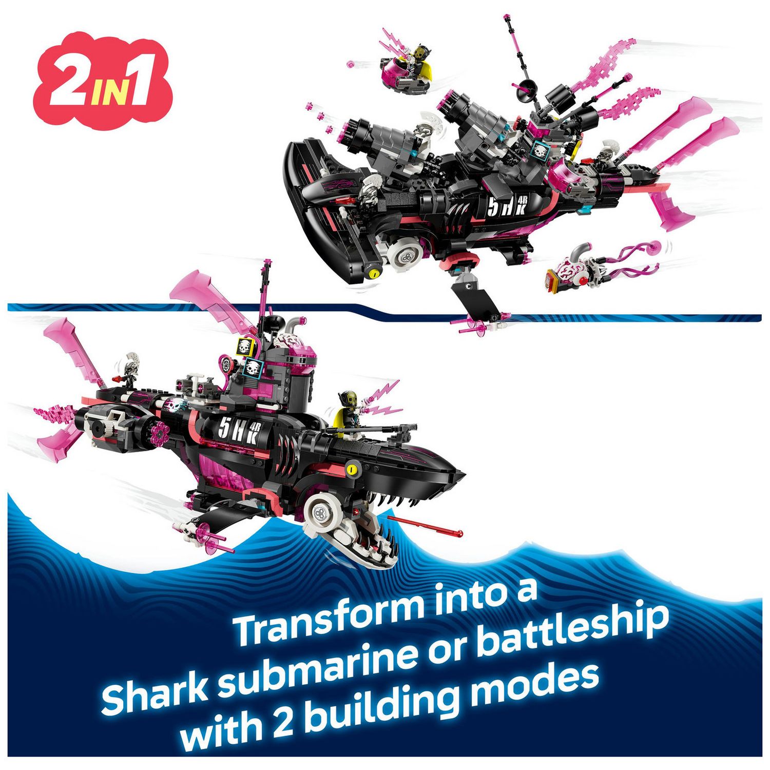 LEGO DREAMZzz Nightmare Shark Submarine building set 2-in-1, imported from the UK
