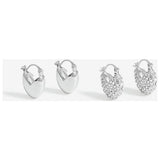 Lipsy crystal heart huggie hoop earrings 2-pair set, UK version