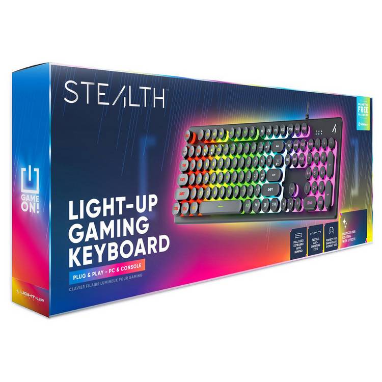 STEALTH Light-Up Wired Gaming Keyboard in black, UK version