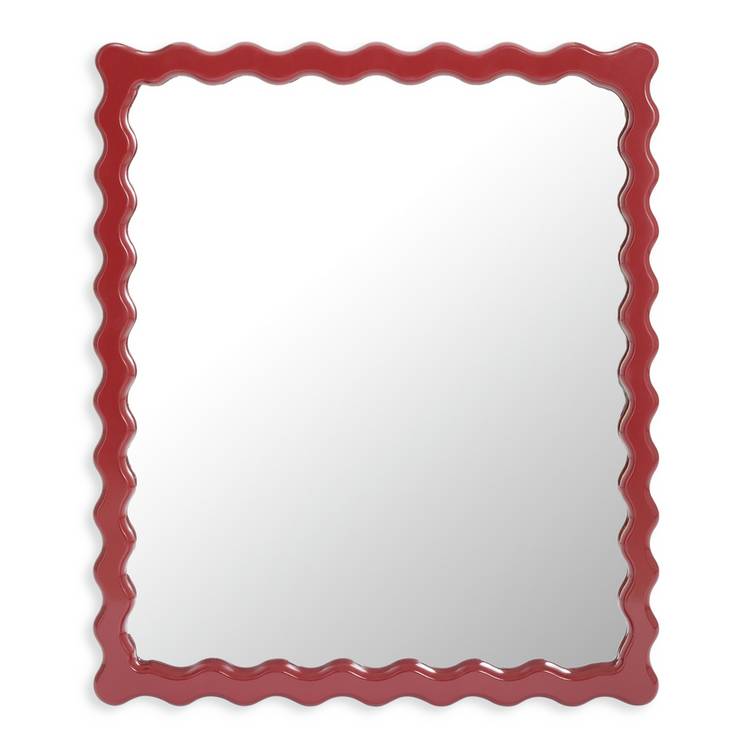 Habitat red wood lacquered wavy wall mirror 48x40cm - British product
