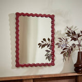 Habitat red wood lacquered wavy wall mirror 48x40cm - British product